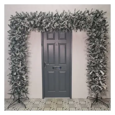 8ft Indoor Flocked PVC Christmas Tree Arch with Snow Tips and Flat Top