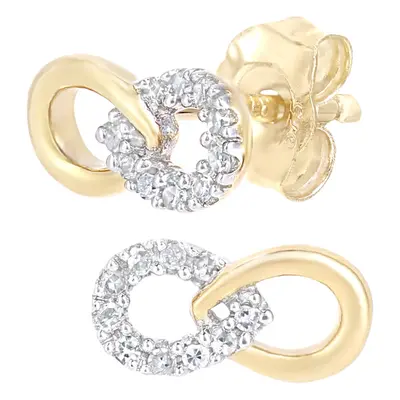 Jewelco London 9ct Yellow Gold Round 5pts Diamond Infinity Stud Earrings - PE0AXL5597Y