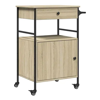 vidaXL Kitchen Trolley Rolling Cart Storage Cart Sonoma Oak Engineered Wood