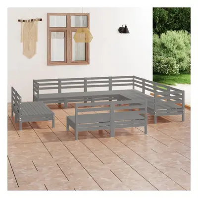 vidaXL Garden Lounge Set Outdoor Lounge Set Piece Solid Wood Pine Grey