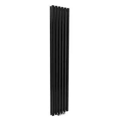 Nes Home x mm Vertical Designer Radiator Black Double Oval Tube