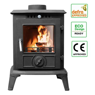 5KW Log Burner Fireplace Multifuel Wood Burning Stove Cast Iron Black Defra Eco Design