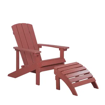 Garden Chair ADIRONDACK with Footstool Red