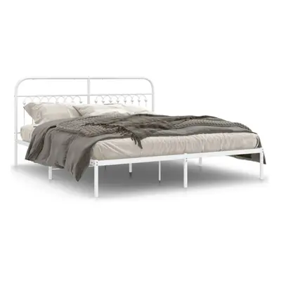 (white, x cm/ with headboard) vidaXL Metal Bed Frame with Headboard and Footboard Bed Base White