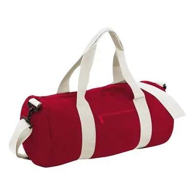 (One Size, Classic Red/Off White) Bagbase Plain Varsity Barrel / Duffle Bag (20 Litres) (Pack of