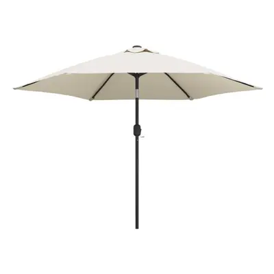 vidaXL LED Cantilever Umbrella 3m Sand White Outdoor Garden Parasol Sunshade