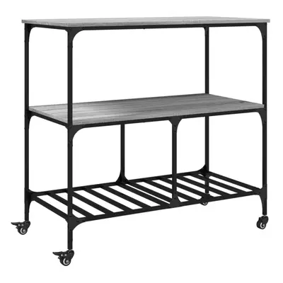 vidaXL Kitchen Trolley Rolling Cart Storage Cart Grey Sonoma Engineered Wood