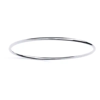 Jewelco London Ladies Sterling Silver Polished Round Tube Bangle Bracelet 2mm - GVG215RH