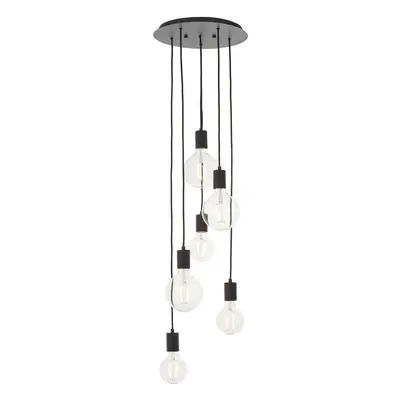 Ceiling Pendant Light Matt Black x 10W LED E27 Dimmable Six Lights