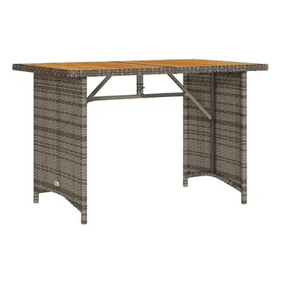 vidaXL Garden Table with Wooden Top Outdoor Dining Table Grey Poly Rattan