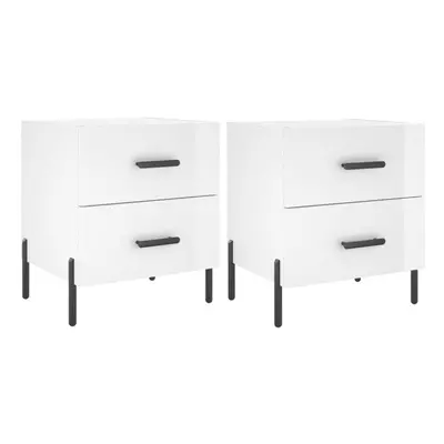 (high gloss white, pcs) vidaXL Bedside Cabinets Nightstand Bedside Table pcs White Engineered Wo