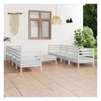 vidaXL Solid Pinewood Garden Lounge Set Piece White Outdoor Seating Sofa