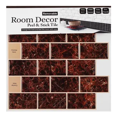 (Brown) 3D Tile Brick Stone Wall Sticker Self Adhesive Waterproof Foam Panel Stickers