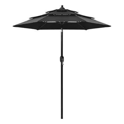 vidaXL 3-Tier Garden Parasol with Aluminium Pole Canopy Outdoor Umbrella Black