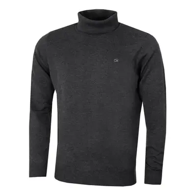 (M, Charcoal) Calvin Klein Mens CK Roll Neck Rib Knit Warm Durable Sweater