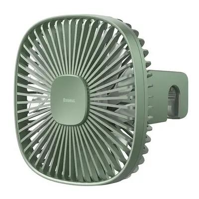 (Green) Portable USB Desktop Fan Natural Wind Magnetic Rear Seat Fan Dual Wind Speed 1000mAh Bat