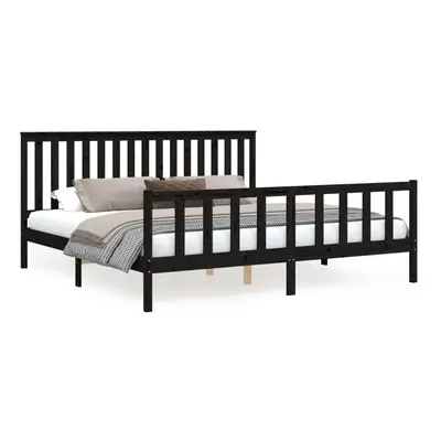 (black, x cm) vidaXL Bed Frame Platform Bed Wooden Bedstead with Headboard Solid Wood Pine