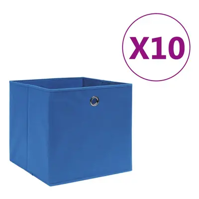 vidaXL 10x Storage Boxes Non-woven Fabric Blue Organiser Cube Basket Container