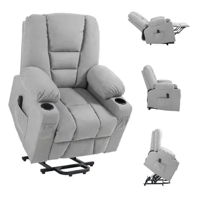 HOMCOM Riser and Recliner Chair w/ Remote, Lift Chair for Elderly, Light Grey