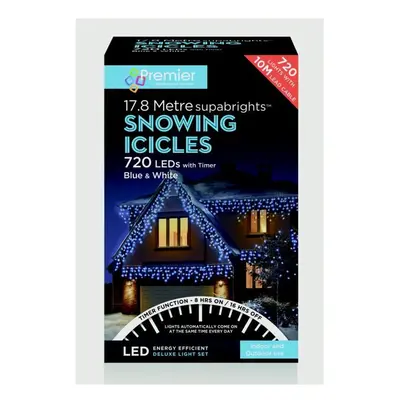 Premier - Snowing Icicles With Timer Blue & White - LED