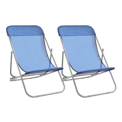 (blue) vidaXL Folding Beach Chairs Lounger pcs Textilene and Powder-coated Steel