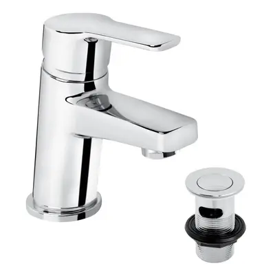 Bristan Pisa Basin Mono Mixer Tap Modern Chrome Single Lever & Clicker Waste