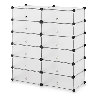 Stackable 12-Cube Shoe Organizer Modular Storage Rack Space Saving