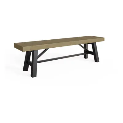 FWStyle Large Solid Dining Bench Driftwood Pine Industrial