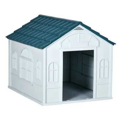 PawHut Weather-Resistant Dog House, Puppy Shelter for Large Dogs - Blue