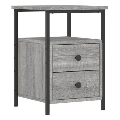 (grey sonoma) vidaXL Bedside Cabinet Bedside Table Telephone Table Black Engineered Wood