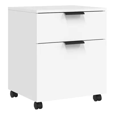 (White) vidaXL Mobile File Cabinet with Wheels Desk Storage Cabinet Engineered Wood