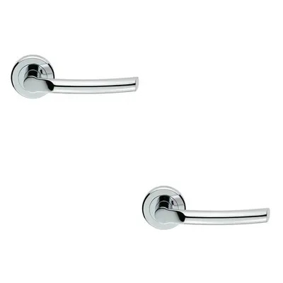 2x PAIR Curved Round Bar Handle on Round Rose Concealed Fix Polished Chrome