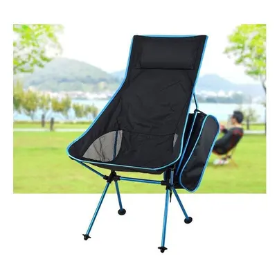 (Light Blue) Portable Collapsible Moon Chair Fishing Camping BBQ Stool Folding Extended Hiking S