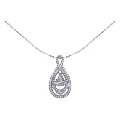 Jewelco London Ladies Sterling Silver Cubic Zirconia Solitaire Pendant Necklace inch - GVP351