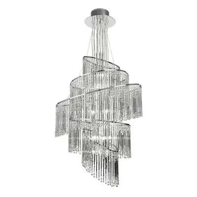 Ceiling Chandelier Pendant Light GLASS & CHROME 24x Bulb Feature Lamp Holder