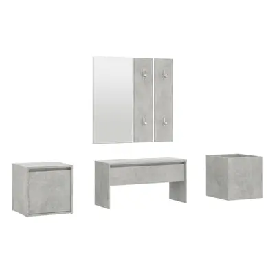 vidaXL Hallway Furniture Set Concrete Grey Engineered Wood Bench and Coat Rack