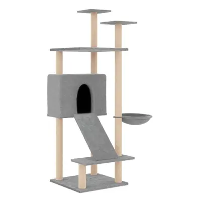 (light grey) vidaXL Cat Tree with Sisal Scratching Posts Cat Scratch Tower Climber Dark Grey