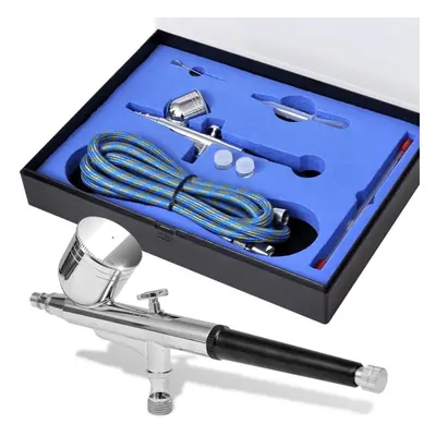 vidaXL Airbrush Set 0.2/0.3/0.5 mm Nozzles Gun Air Hose Spanner Eye Dropper