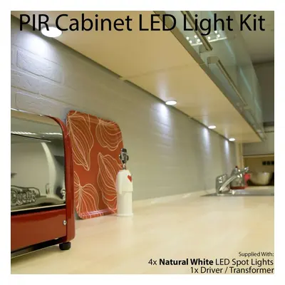 Auto On/Off LED Kit In Under Cabinet Kitchen Light PIR Motion Sensor Detector