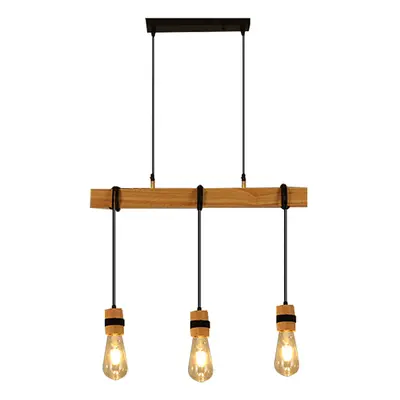 (3 Heads) AC85-265V Industrial Wooden Pendant Light Ceiling Lamp Chandeliers Lighting Fixtures W