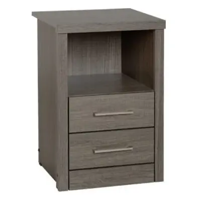 Lisbon Drawer Shelf Bedside Cabinet Black Wood Grain