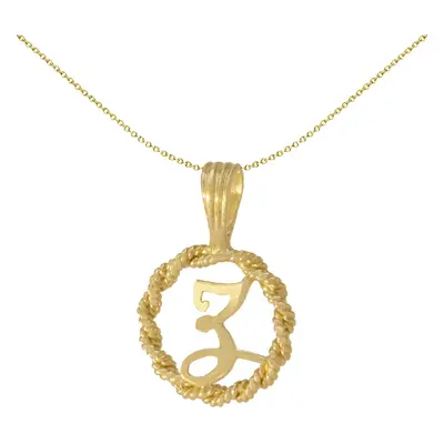 Jewelco London Solid 9ct Yellow Gold Rope Identity Initial Charm Pendant Letter Z - JIN001-Z