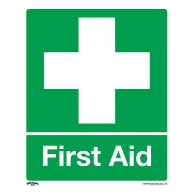 10x FIRST AID Health & Safety Sign - Self Adhesive x 300mm Warning Sticker