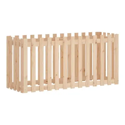 (natural pine, x x cm) vidaXL Garden Raised Bed with Fence Design Outdoor Planter Solid Wood Pin