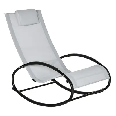 Outsunny Patio Rocking Chair Orbital Zero Gravity Seat Pool Chaise w/ Pillow