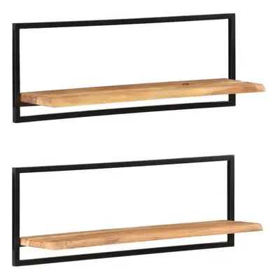 (100 x x cm) vidaXL Wall Shelf Set Picture Ledges Display Unit Solid Acacia Wood and Steel