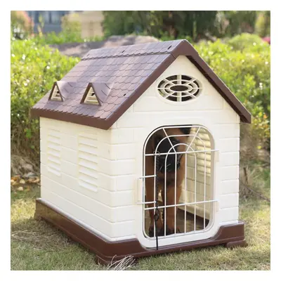 Elevated Plastic Dog House with Wire Door