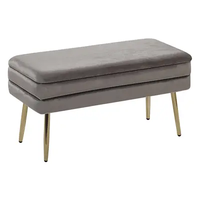 Storage Bench DURHAM Grey Velvet