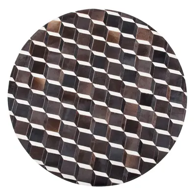 Round Cowhide Area Rug cm Brown ALPKOY