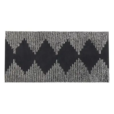 Cotton Area Rug x cm Black and White BATHINDA